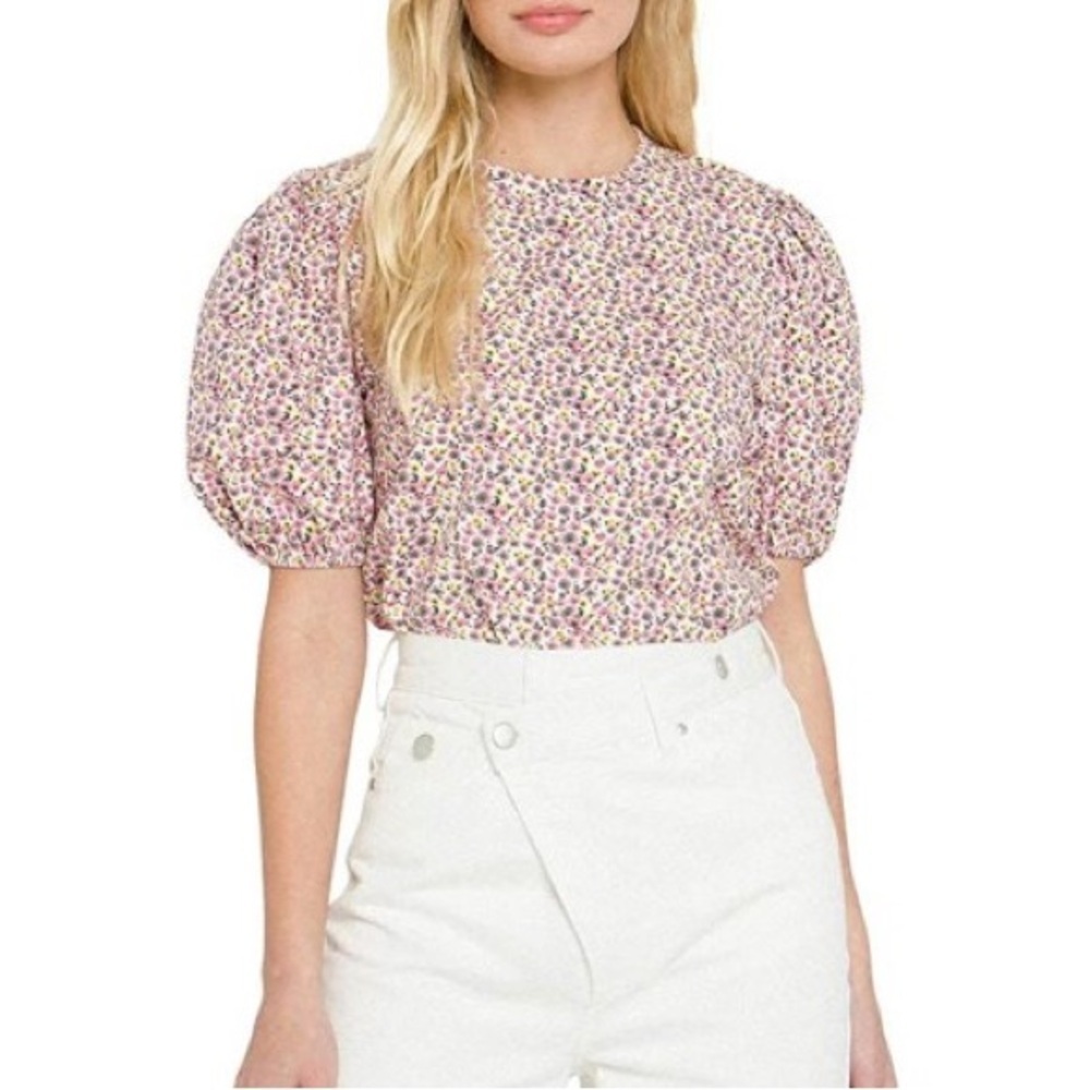 English Factory Puff Sleeve Blouse Boxy Fit - Small